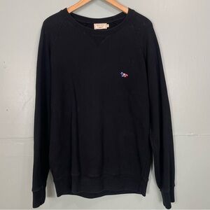 Maison Kitsune Tricolor Fox Patch Sweatshirt Black Pullover XL Unisex Crew Neck